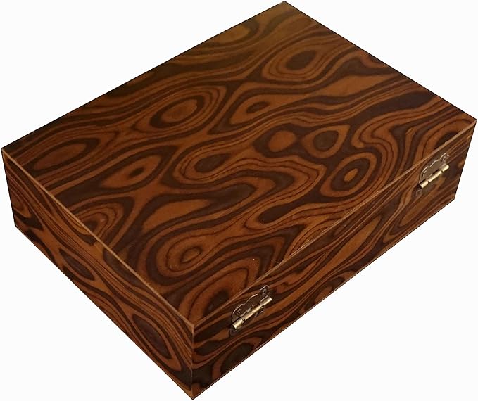 Handmade Walnut Burl Texture Keepsake Box: Elegant Decorative Storage Gift Wooden Box for Weddings, Engagements, Anniversaries, & Christmas Presents (25 * 18cm)