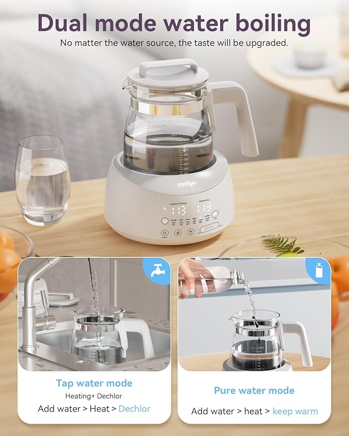 Bottle Warmer comfyer, Baby Bottle Warmer with Night Light and Faster Cooling Fan, Instantly Water Warmer, Tea Kettle Electric with 6 Temperature Control Presets, Feed Baby More Easier and Healthier