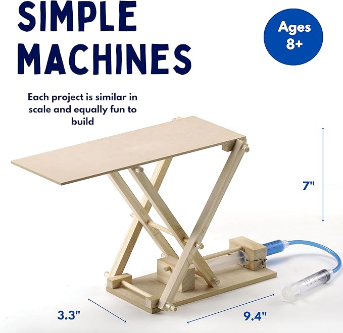 PATHFINDERS STEM Kit- Hydraulics 4-in-1– Build 4 Hydraulic Machines | Engineering Model Kit for Kids 8+ | Educational Science Toy | Learn Physics & Mechanics | Wooden DIY Project