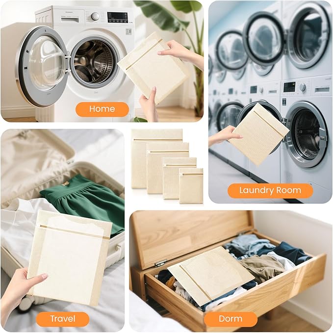 4Pcs Cotton Mesh Laundry Bags for Delicates,Breathable Mesh Garment Bag for Washing Machine,Travel Wash Bags with Zipper for Bras,Underwear,Socks,Baby Clothes,Laundry Dorm Room Essentials(M)