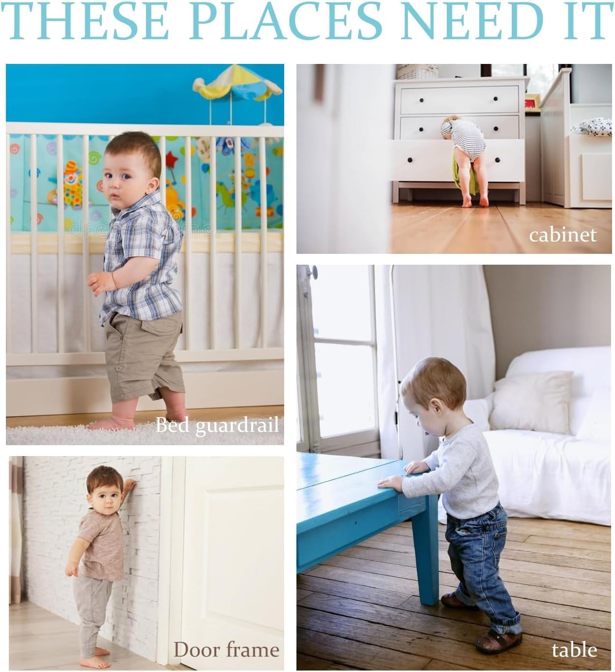 3 in 1 Crib Rail Covers for Life Size Cribs,White Soft Anti-Collision Strip Corner Covers,Protect Baby Teeth and Save Crib Rails, Rail Edge Protector Strip (white01) (Pink)