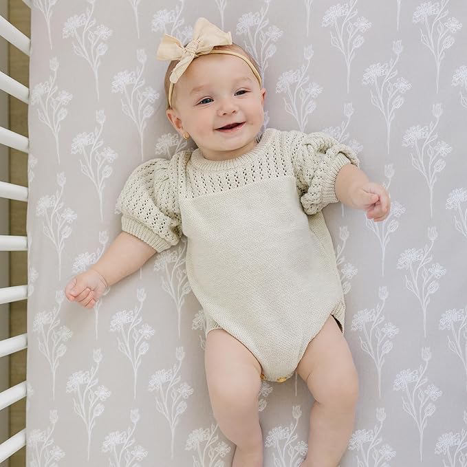 Pobibaby - 2 Pack PremiAum Fitted Baby Girl Crib Sheets for Standard Mattress - Ultra-Soft Jersey Knit, Safe and Snug, and Stylish Floral Crib Sheet (Wildflower)