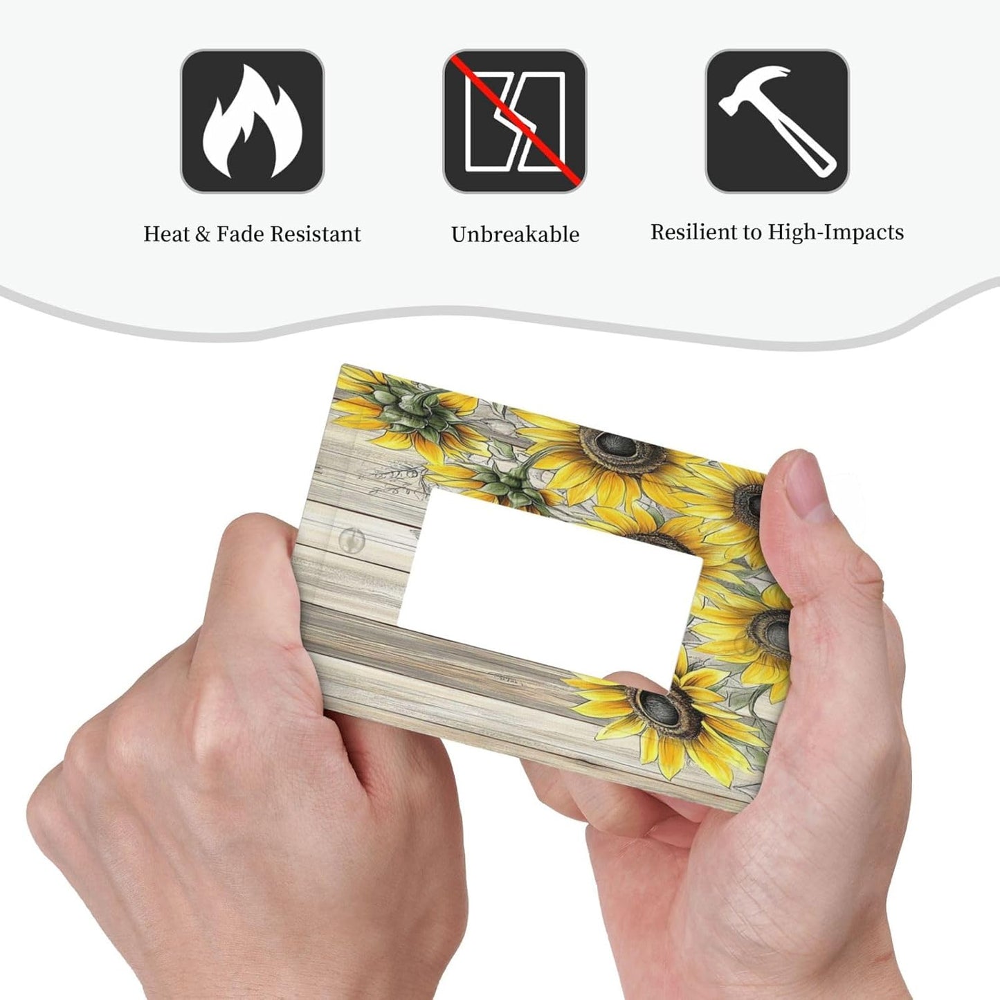 Decorative Outlet Covers Floral Sunflower Rustic Flower Vintage Wood 1 Gang Single Rocker Light Switch Cover Plate Wall Plates Gfci Faceplate For Farmhouse Cabin Decor