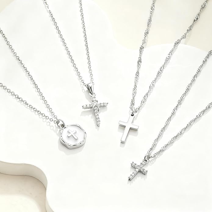 Cross Necklace for Women Trendy - Dainty 18K Real Gold Plated Minimalist Cross Necklace Non Tarnish Waterproof Trendy Cute Simple Small Necklaces Easter Christian Religious Faith Jewelry Gifts