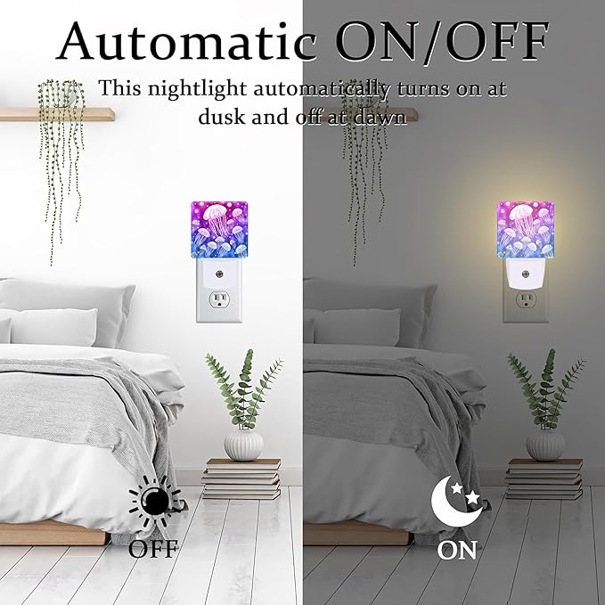 Magic Fantasy Jellyfish Night Light, Glow Jellyfish Marine Life Dusk to Dawn Night Light Plug in, 0.5W Energy Saving Sleep Friendly NightLight for Kids Boys Girls Home Decor