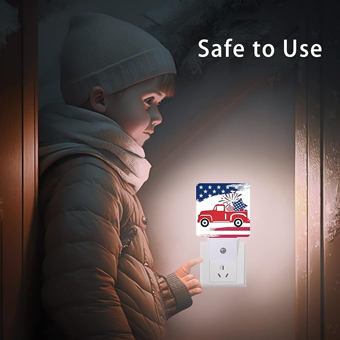 Independence Day Night Light,Military Plug-in Wall Night Lights Auto LED Lamp Energy Saving Square Lights for Men Women Gifts