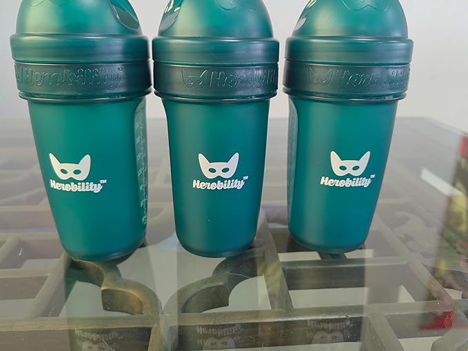 Herobility Double Anti-Colic Baby Bottles – 8.5 fl oz/240ml – 3-Pack – Dark Green