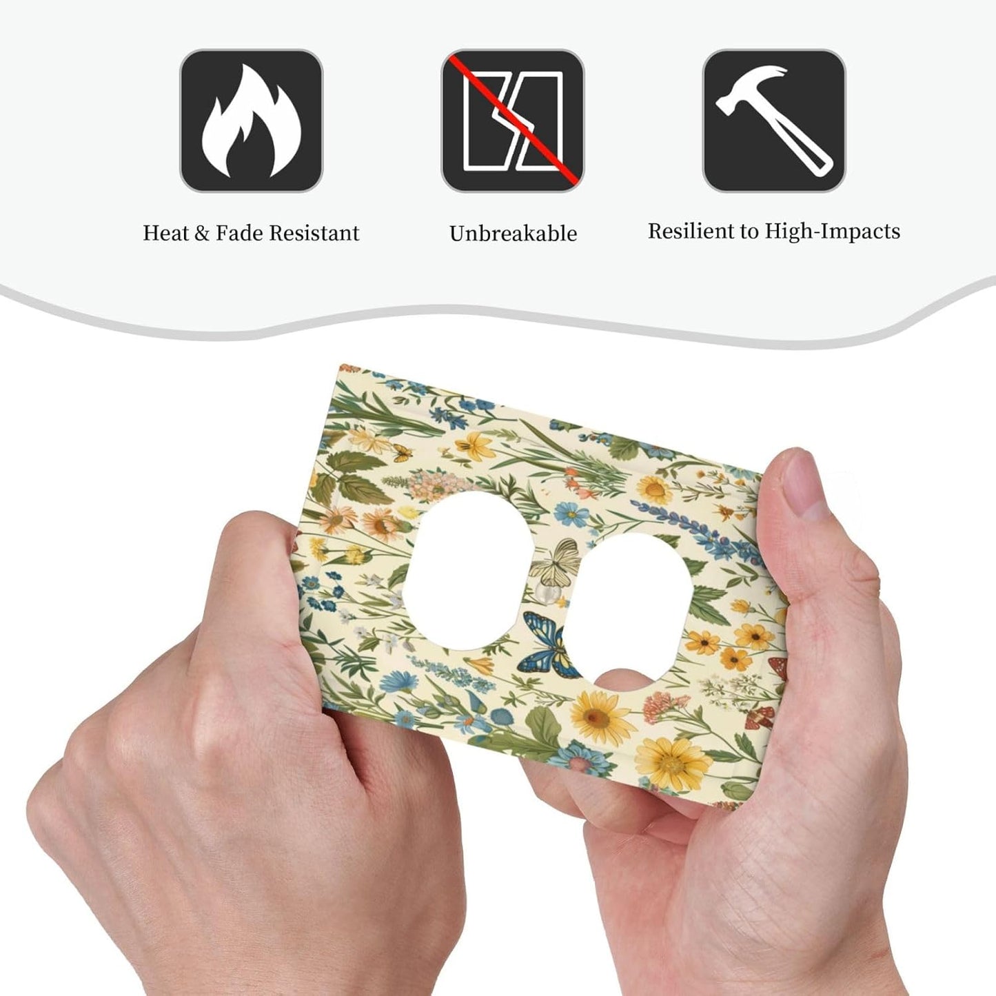 Decorative Outlet Covers Rustic Plant Garden Leaf Flower Butterfly 1 Gang Duplex Light Switch Cover Plate Wall Plates for Electrical Outlets Switchplate Faceplate for Bedroom Home Decor