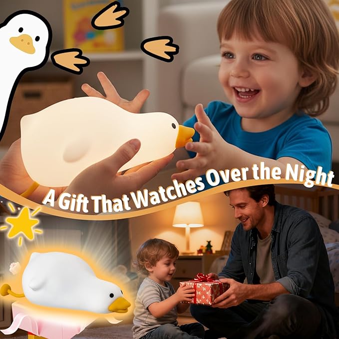 LED Duckling Night Light, Cute Duckling Three-Level Dimmable Night Light, Rechargeable Bedside Touch Lamp, Suitable for Boys and Girls Room Decoration