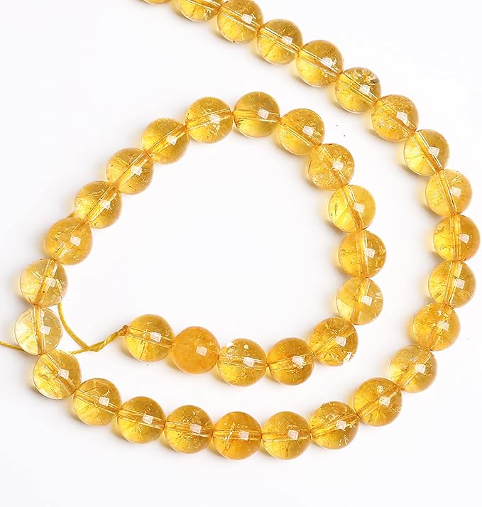 120PCS 6MM Natural Citrine Yellow Quartz Crystal Round Spacer Loose Beads for Jewelry Making DIY Bracelet Necklace