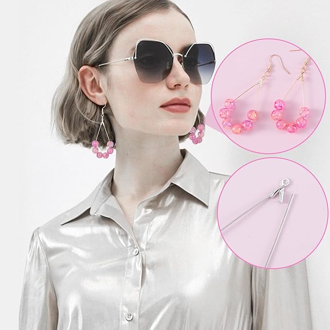 Pndeyo 700pcs Hypoallergenic Earring Beading Hoops, Mix Sizes Round Hoop Earrings Findings, Open Earring Wire Ring Accessories for Jewelry Making- Silver