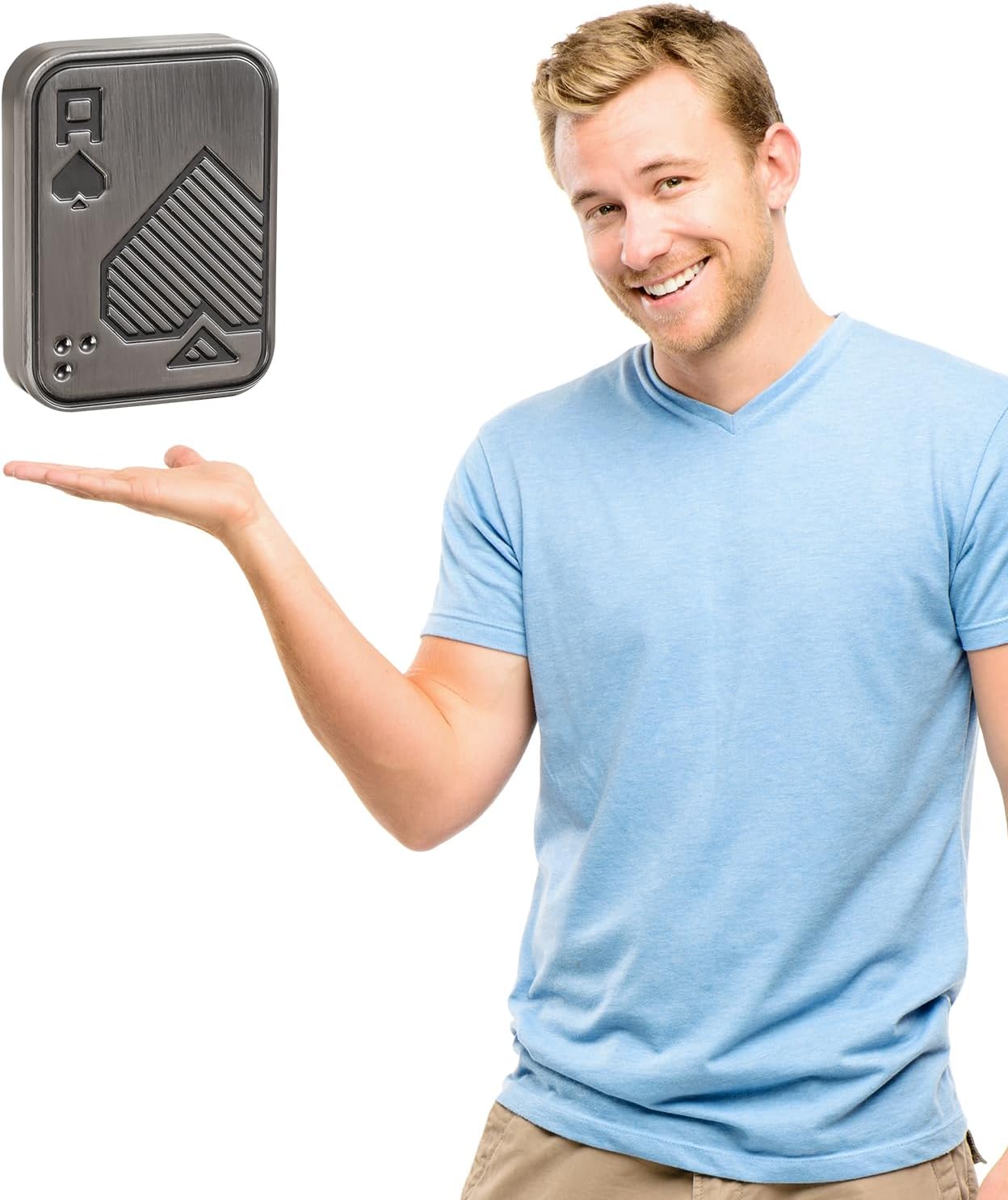 Fidget Slider, Metal Poker Push Card, Fidget Toy, Fidget Clicker for Adults, Relieve Stress, Gift for Boyfriend, Husband and Father (Silver A)