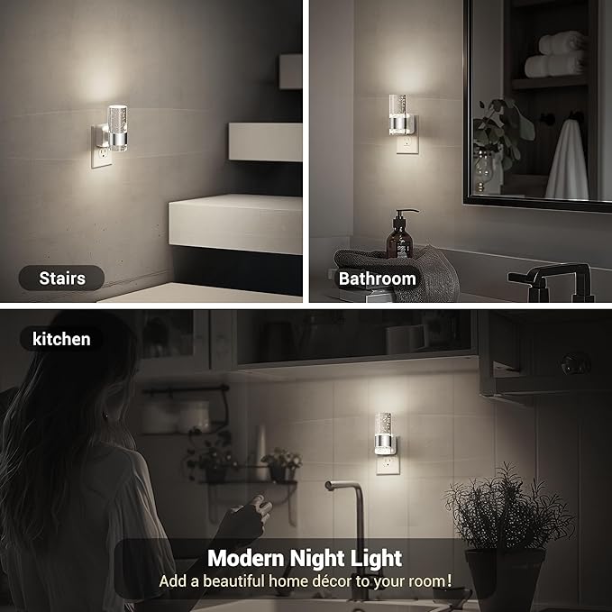 JandCase Night Light, Night Lights Plug into Wall,LED Nightlight with Adjustable Brightness, 5000K,Automatic Night Light Plug in with Auto Light Sensor for Bathroom Hallway Room Decor