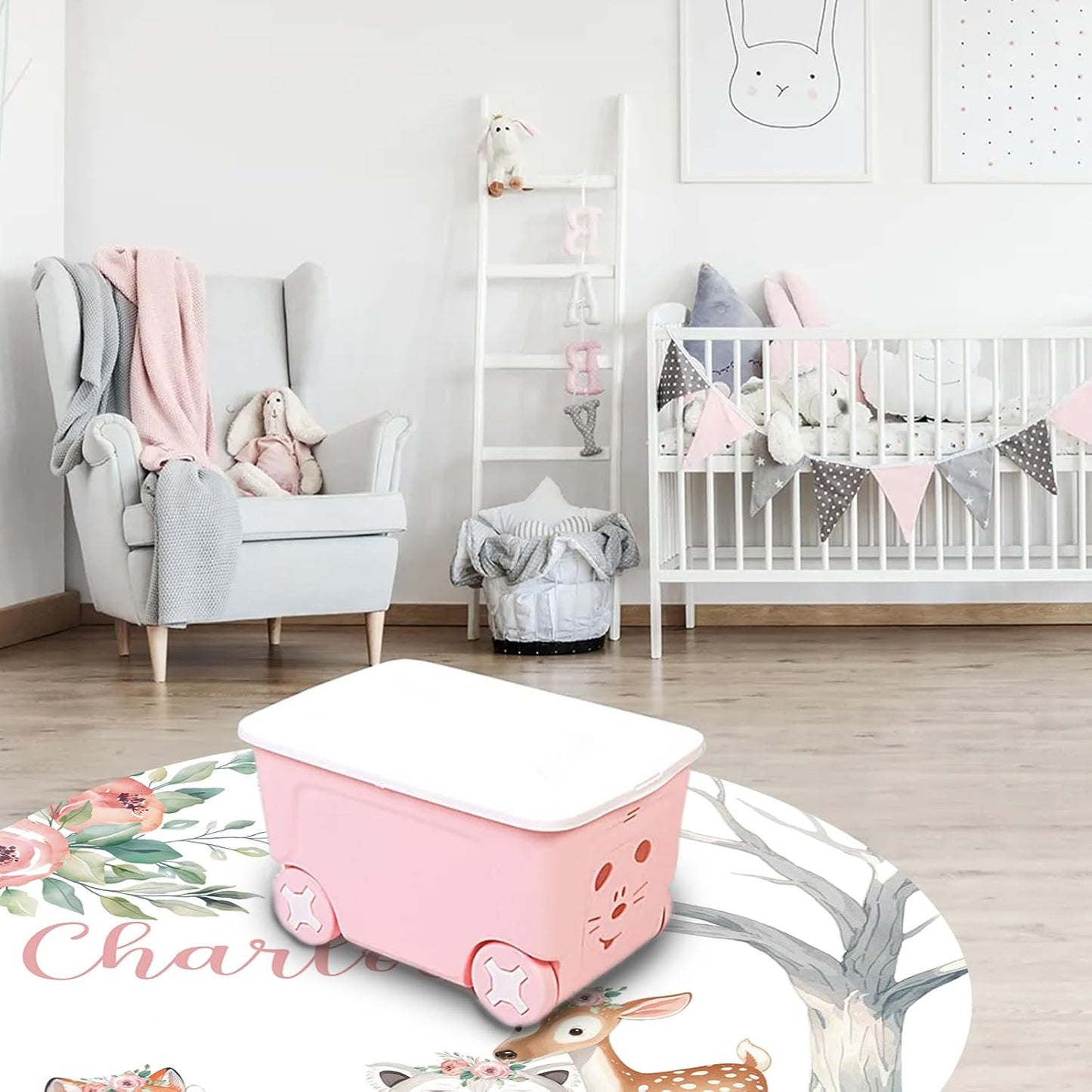 Custom Nursery Crib Bedding Set: Personalized Name 4 Piece Sika Deer & Fox Pattern Baby Crib Sets for Girls - Toddler Double Layer Blanket Set, Comfortable Crib Bed Sheets for Baby Toddlers