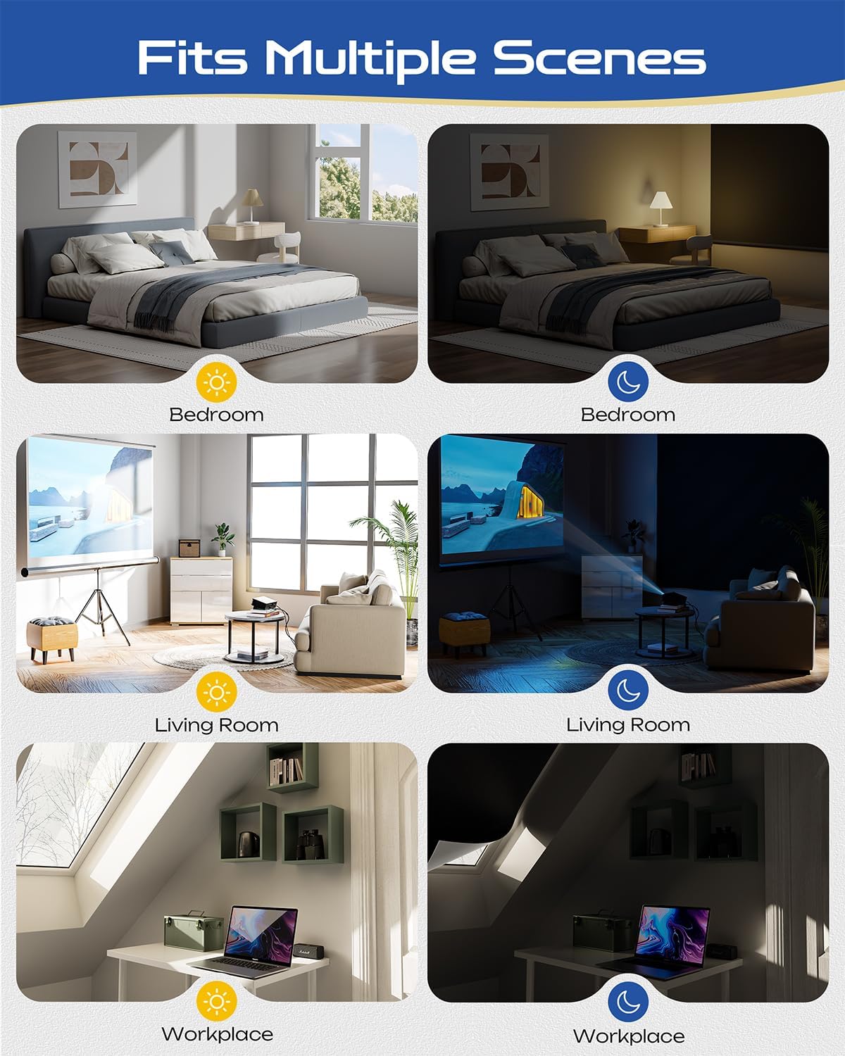 48" W x 72" L 100% Portable Blackout Curtains, Total Darkness No-Drill Black Out Window Cover,Temporary Blackout Shades with Hook & Loop Tape, for Bedroom, Nursery, Dorm, Travel (Black)