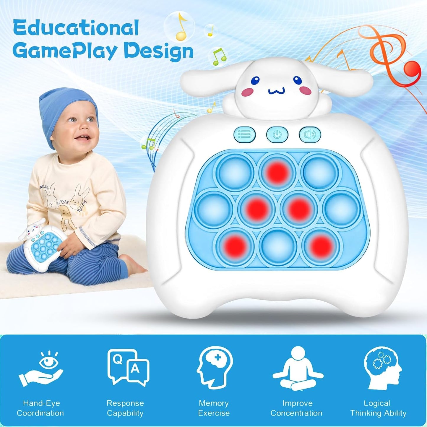 Quick Push Game, Pop Toys Handheld Games,Push Bubble Light Up Game Machine with Music, Quick Push Stress Relief Game Bubble,Light Up Pop Game Gifts for Girls Boys (Cinna), PPJ2406