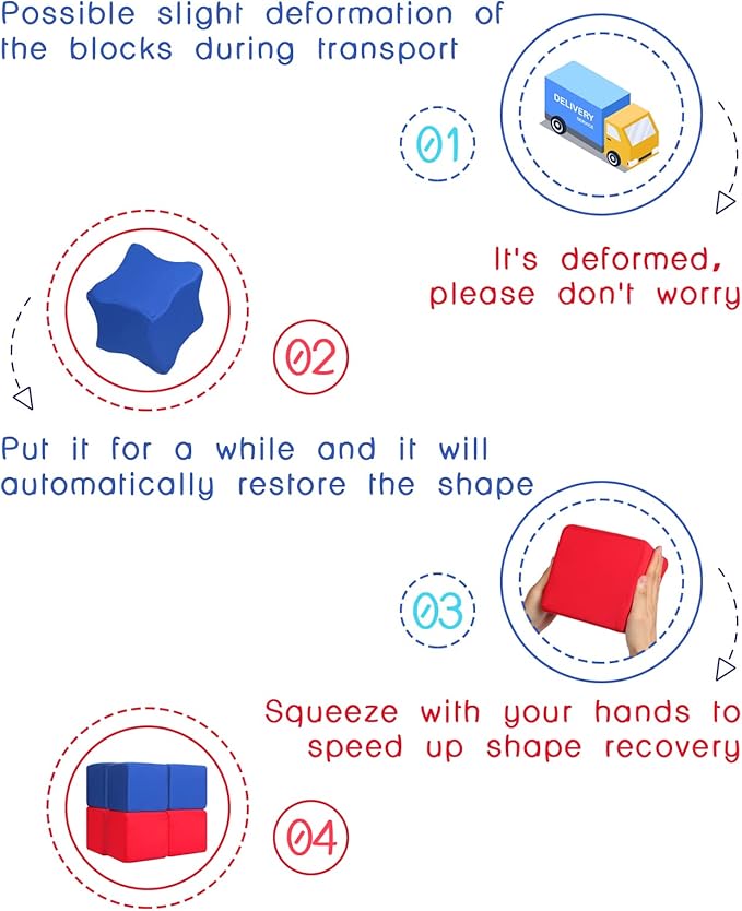 Toddler Foam Blocks, 16 PCS 5.5 inch Colourful Foam Soft Cubes for Kids, Stacking Block Sets Building Blocks Throwing Toys(Blue and Red)