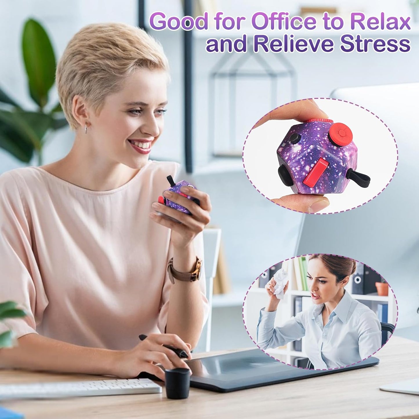 Mini Fidget Toys,Fidget Sensory Toy for Anxiety,ADHD,Autism,Relief Stress with Kids and Adults (Starry Sky Purple)