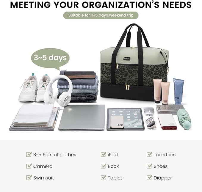 LOVEVOOK Weekender Bag, Large Travel Duffel Bag for Women with 2 Packing Cubes, Carry on Overnight Bag with Shoe Compartment, Mom Hospital Bags for Labor and Delivery