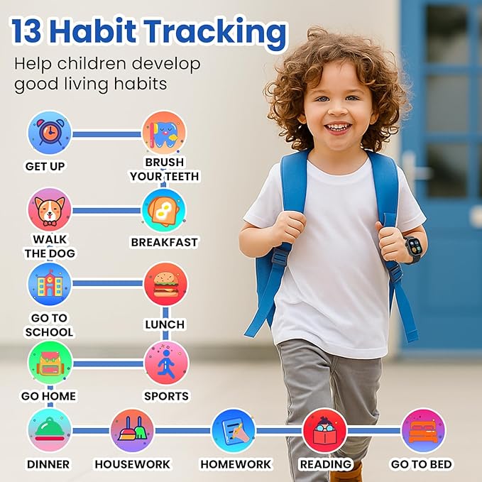 Waterproof Smart Watch for Kids Boys Ages 5-12 with 39 Games, HD Camera, Video, Music, Habit Tracking, Alarm, Pedometer, Kids Smart Watch Chrismars Birthday Gift for Boys Age 5 6 7 8(Black)