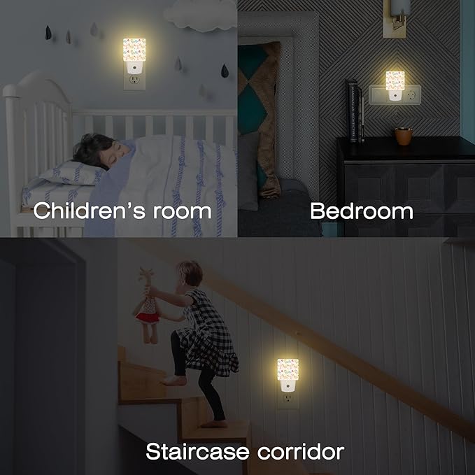 Cute Love Dinosaurs Night Light for Kids, Red Hearts and Dinos Night Light Plug in with Dusk to Dawn Sensor,0.5w Energy Saving Nightlight for Hallway Stairway Kitchen Bedroom