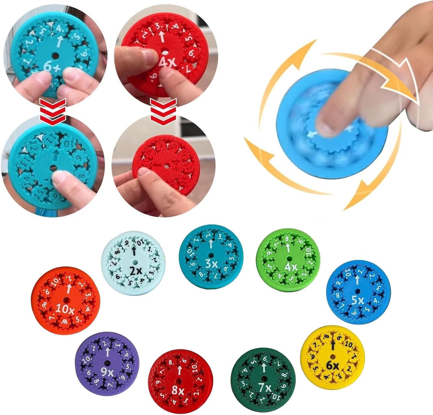 Math Fidget Spinner, Math Fact Fidget Spinners, Math Fidget Toy, Math Learning & Education Toys Game (Multiply Or Divide 9pcs)
