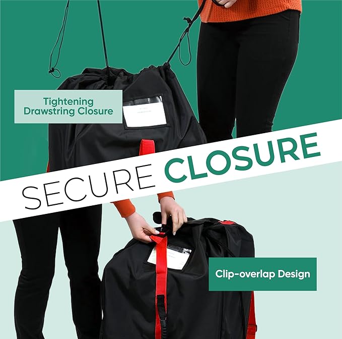 reperkid Car Seat Travel Bag for Airplane, Black and Green, 33" H x 18" W x 18" D, Fits Most Convertible, Booster and Infant Car Seats – Premium Waterproof Cover, Adjustable Shoulder Strap