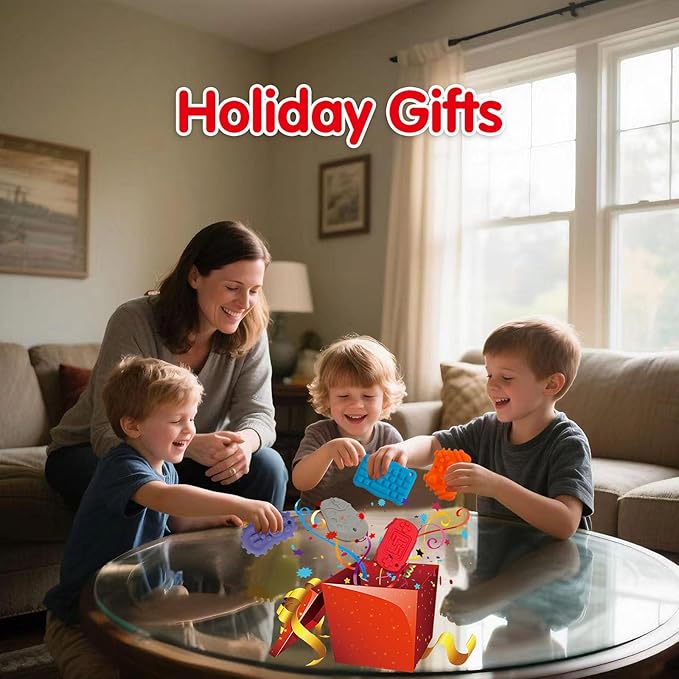 6Pcs Silicone Sensory Toys Set,Quiet Fidget Toys for Kids and Adults,Gamepad Texture Worry Stone for Calming,Fidget Stress Toys for Anxiety Relief-ADHD,Classroom Rewards,Party Favors