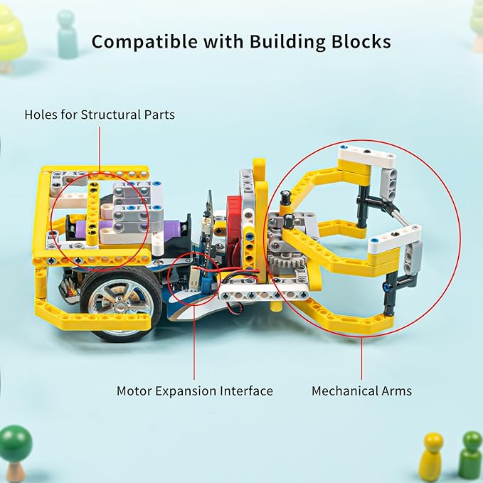ELECFREAKS microbit Starter Kit Cutebot Pro DIY Programmable Robot Car Kit with 4 Line-Tracking Sensors and Encoded Motor, microbit Project Makecode Coding Set (not Include Micro:bit and Battery)