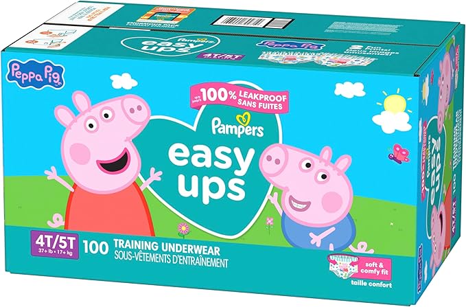 Pampers Training Pants - Easy Ups Girls & Boys - Size 4T-5T, 100 Count, Peppa Pig Potty Underwear (Packaging May Vary)