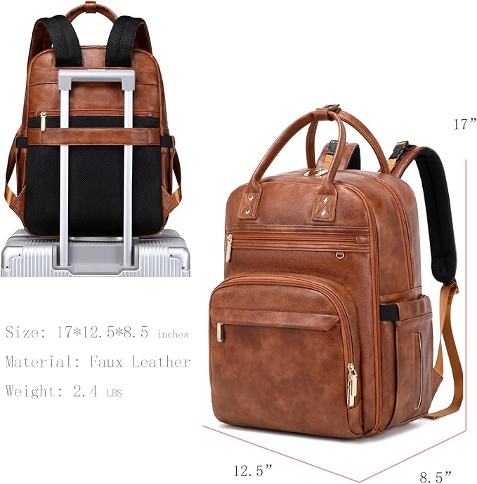 18 Pockets Large Diaper Bag Backpack with Waterproof Pockets and Stroller Buckle, Convertible Baby Bag (Brown, Large)