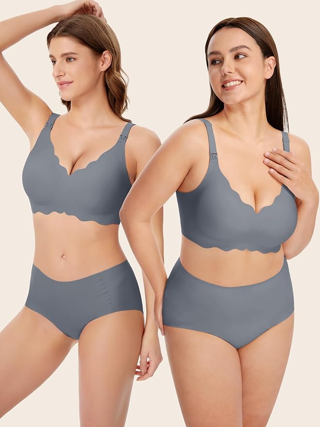 Angelhood Nursing Bras for Breastfeeding Ultra Comfort Seamless Maternity Bra Wireless Pregnancy Bralette with Bra Extender