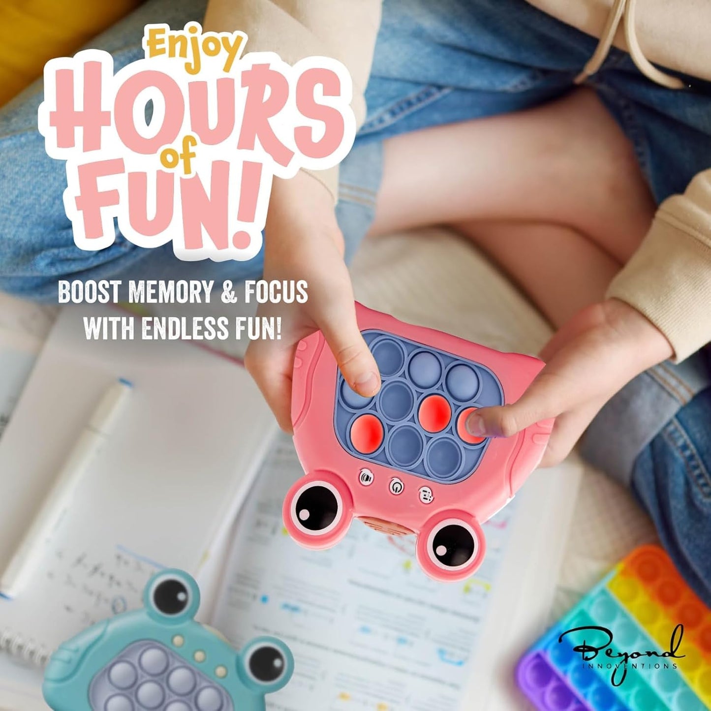 Fast Push Game | Pop It Game Light Up Fidget Toy | The Fidget Game | Quick Push Bubble Game for Educational and Memory Growth | Speed Push Pop Game Push Game Fidget Toy (Pink Frog)