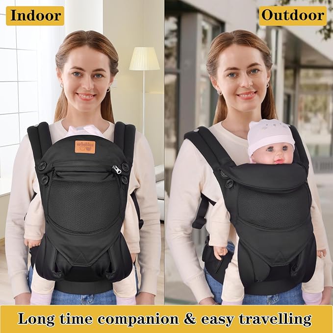 New Upgrade Ergonomic Baby Carrier Newborn Toddler Wrap Carrier,Hands Free Baby Sitting Sling,Breathable,Perfect for Infants/Chest Sling for Babies Shower Gift (Ink-Black, Upgrade-with Belt)