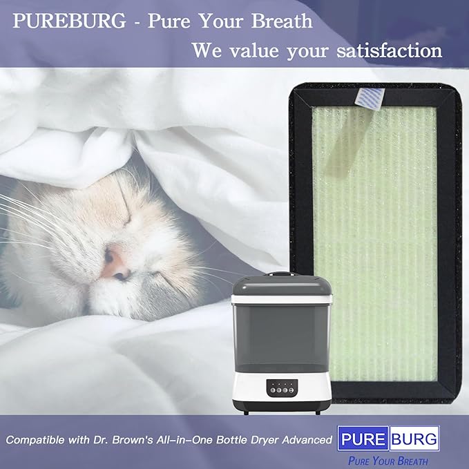 PUREBURG Replacement HEPA Filter Compatible with Dr.Brown's All-in-One Bottle Dryer Advanced,6-Pack For Air Clean Dust