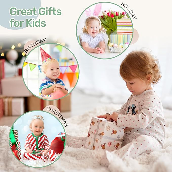 WINGYZ Baby Drum Set – 7-in-1 Wooden Musical Instruments for Toddlers 1-3, Montessori Kids Music Toys with Cymbal & Tone Block, Morandi Cat Design, Early Learning Gift for Boys Girls