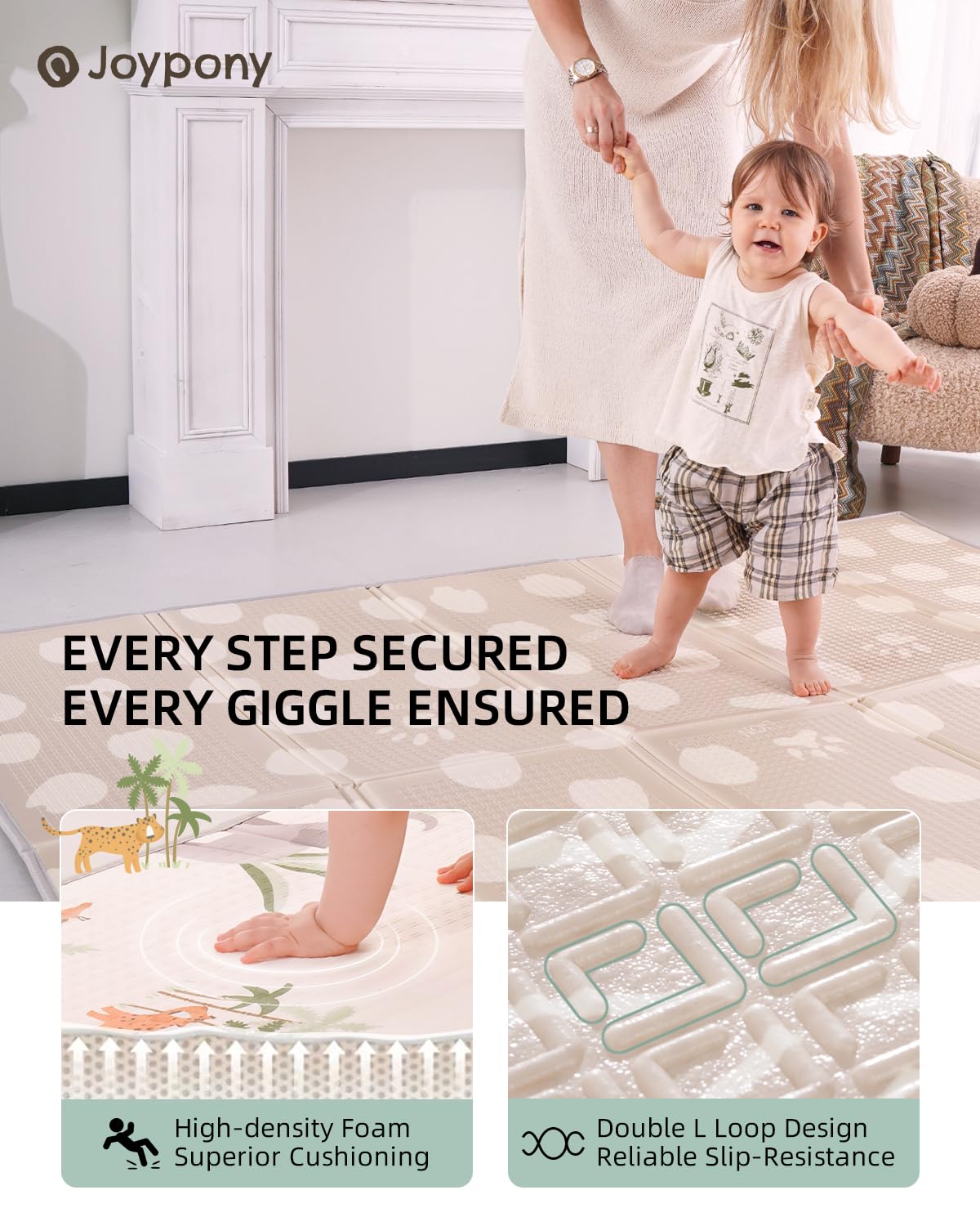 Baby Play Mat 71x79 Inch, 2 in 1 Fabric & XPE Dual-Sided Design Foldable Play Mats for Babies and Toddlers, Waterproof & Anti-Slip Baby Mat for Floor, Portable Baby Foam Crawling Mat with Travel Bag