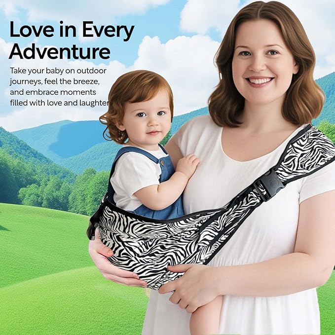 Baby Sling Carrier Toddler Carrier Boys Girls Newborn to Toddler Safety Adjustable Non-Slip Baby Half Wrapped Sling Baby -Carrying 8-35lbs(Zebra)