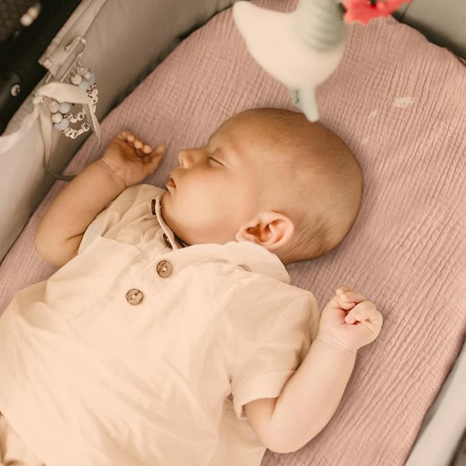 lulumoon Baby Bassinet Sheets Muslin: Soft Fitted Bassinet Sheets Floral for Girls - Fit for Oval Rectangle or Hourglass Mattress