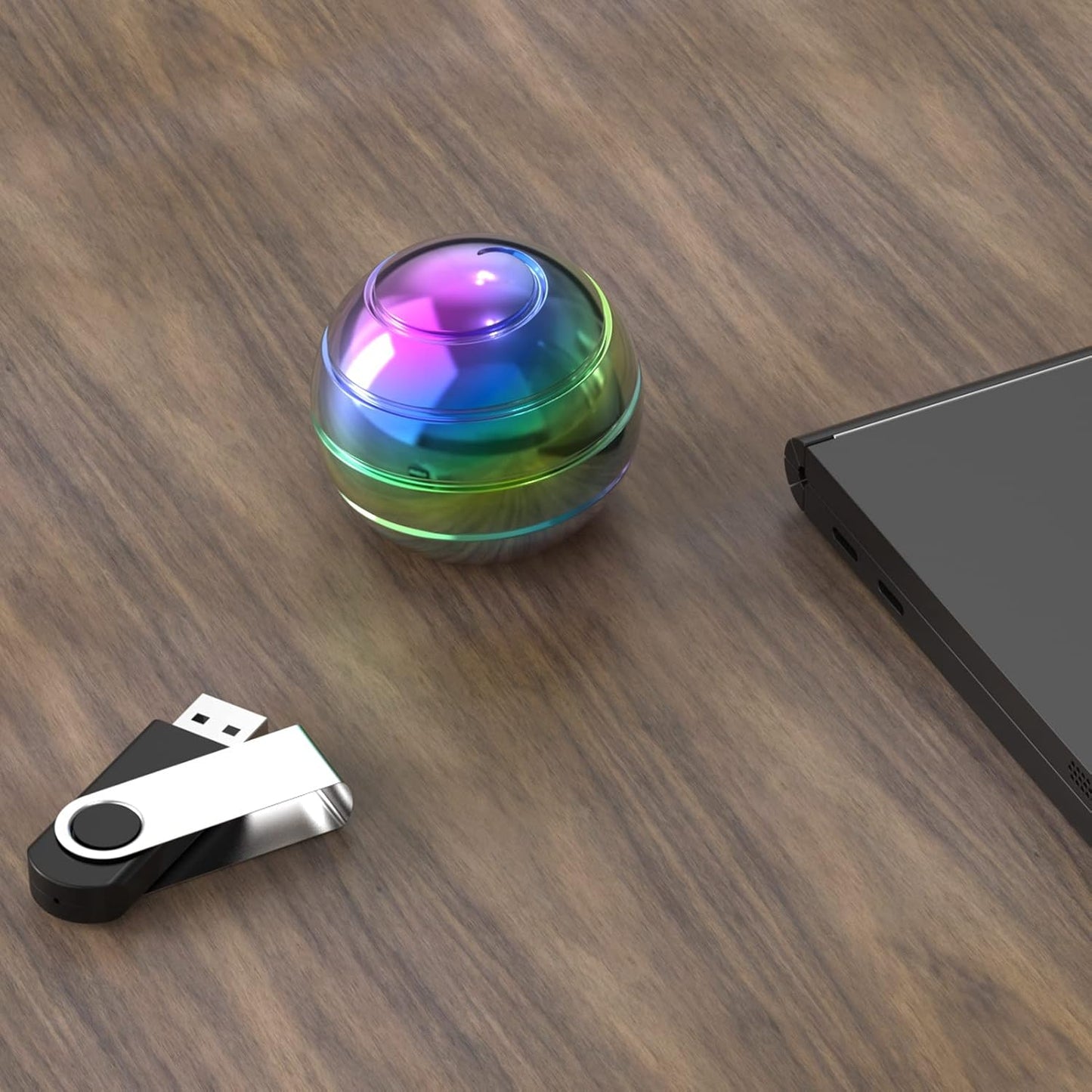 Extra Large Kinetic Spinning Desk Toy, 2.17'' Cool Office Gadgets Sensory Desk Toys for Adults, Optical Illusion Fidget Toys Ball for Adutls (55MM, Rainbow)