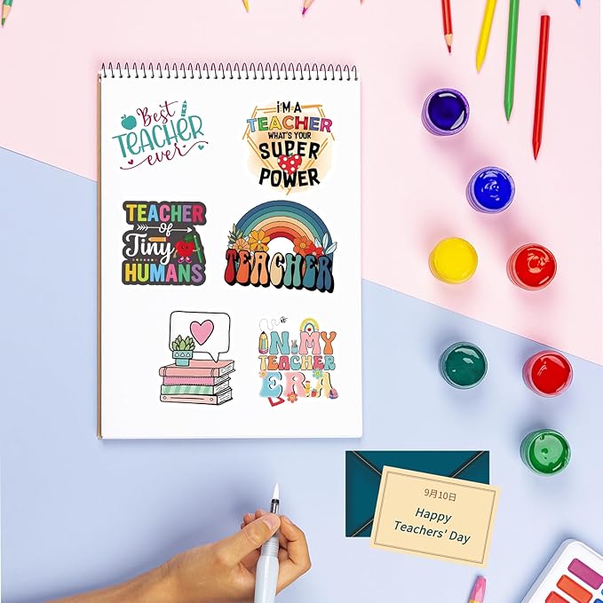 110PCS Teacher Stickers, Non-Repeating Funny Teacher Stickers Waterproof Meme Stickers for Teachers Gift Vinyl Decals Cute Stickers Gifts for Laptop Water Bottles Phone