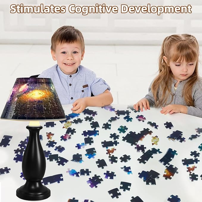 3d Puzzle Night Light, 124 PCS 3d Puzzle for Adults & Kids, 3D Jigsaw Puzzles with LED Light for Kids Room, 3D Puzzles for Kid Ages 8-13, Bedside Table Lamp, Gifts for Kid, Adult, Women, Teen