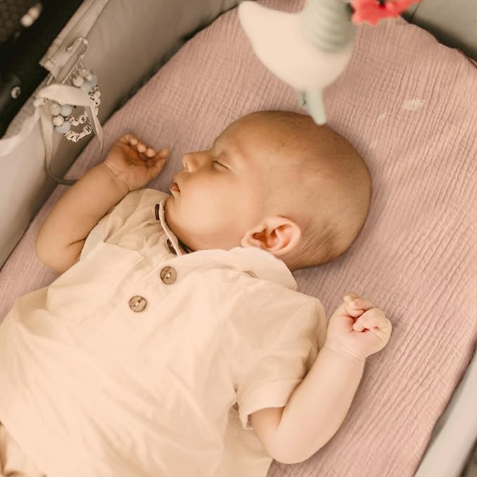 lulumoon Baby Muslin Bassinet Sheets: Skin-Friendly Floral Bassinet Sheets for Girls - Fitted for Oval Rectangle or Hourglass Mattress