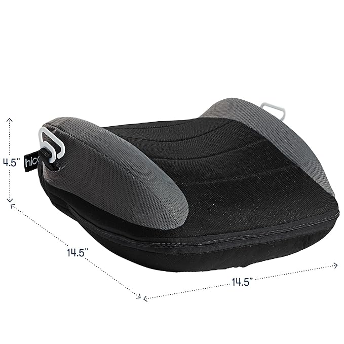 Hiccapop UberBoost Inflatable Booster Car Seat | Blow up Narrow Backless Booster Car Seat for Travel | Portable Booster Seat for Toddlers, Kids, Child | Black/Gray