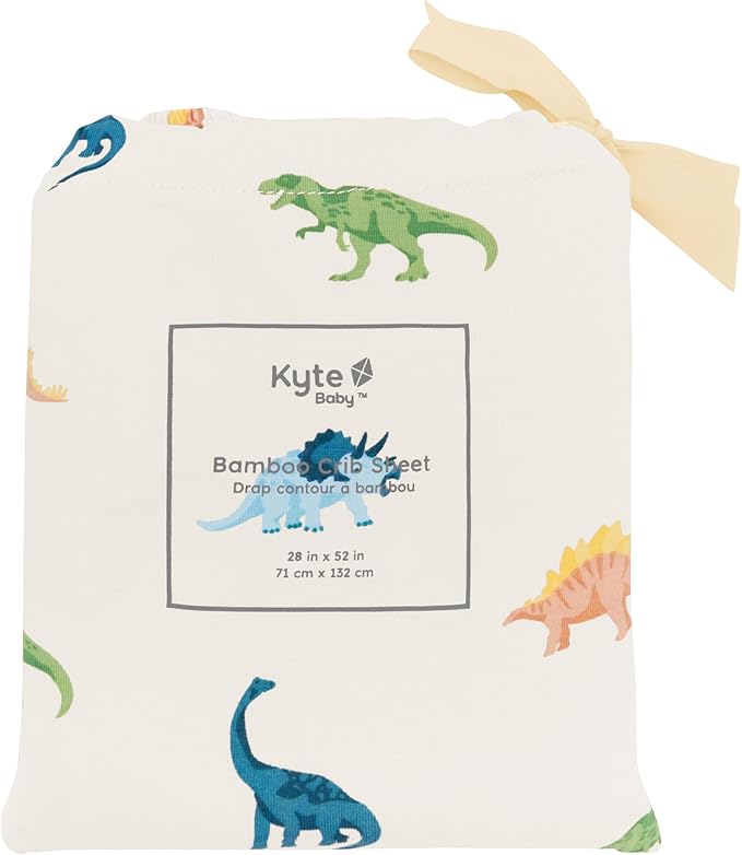 Kyte Baby Soft Crib Sheet - Standard Fitted Crib Sheet Made with Rayon from Bamboo, Ultra-Gentle and Breathable (Ecru Roar)