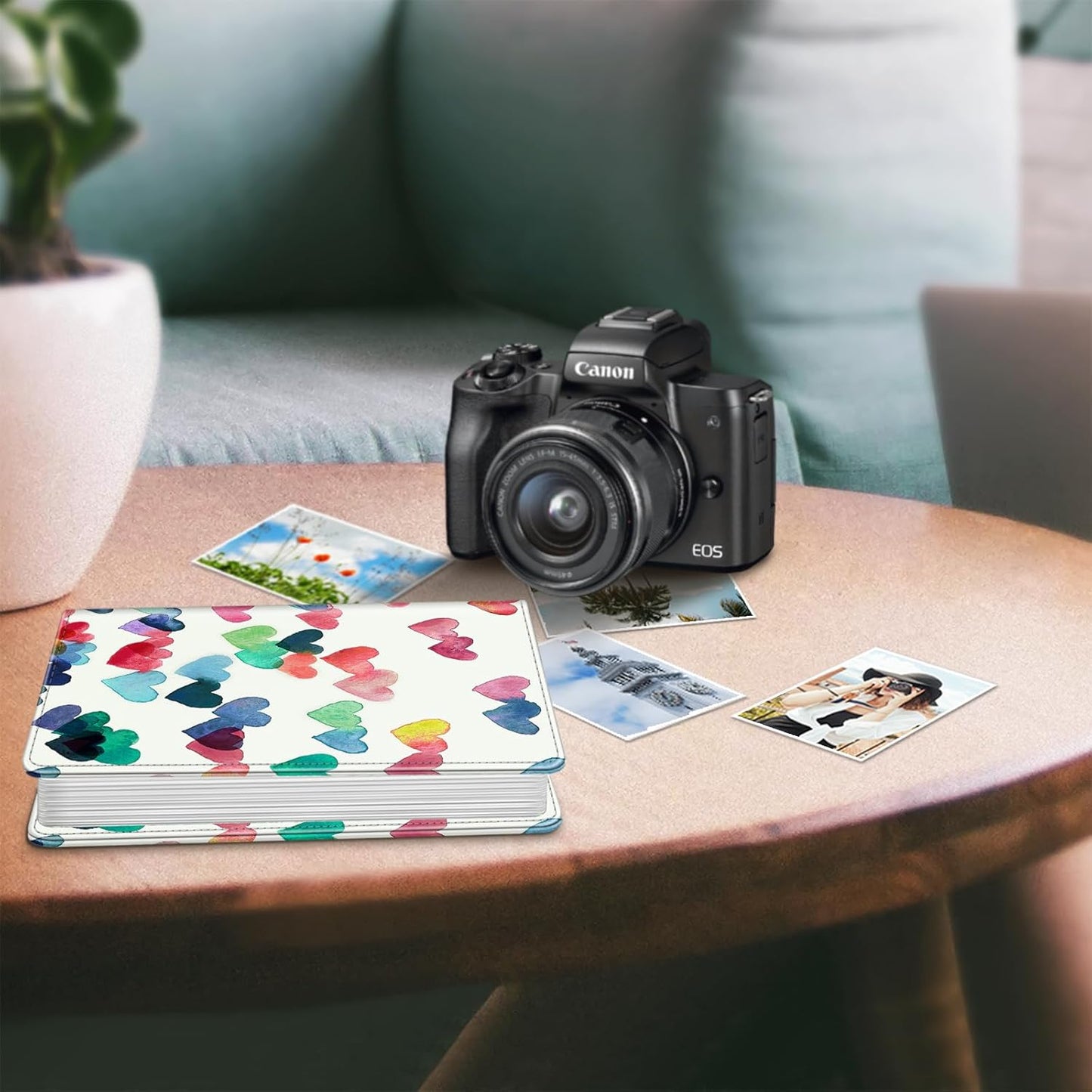 Fintie Photo Album for 4x6 Photos - 112 Pockets Vegan Leather Cover Memory Albums Book for Birthday Family Anniversary Vacation Pictures, Raining Hearts