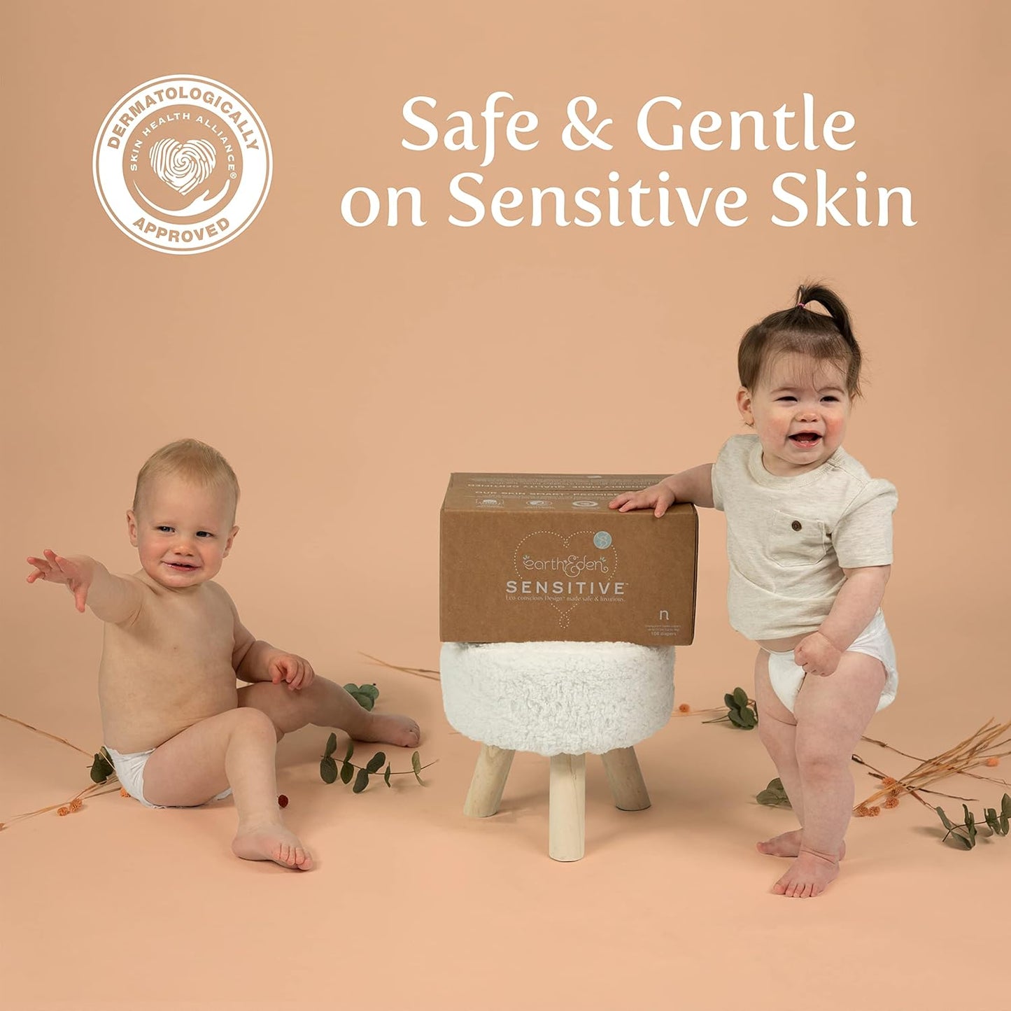 Earth & Eden Sensitive | Eco-Conscious & Hypoallergenic Diapers | Size 4 | 192 Count