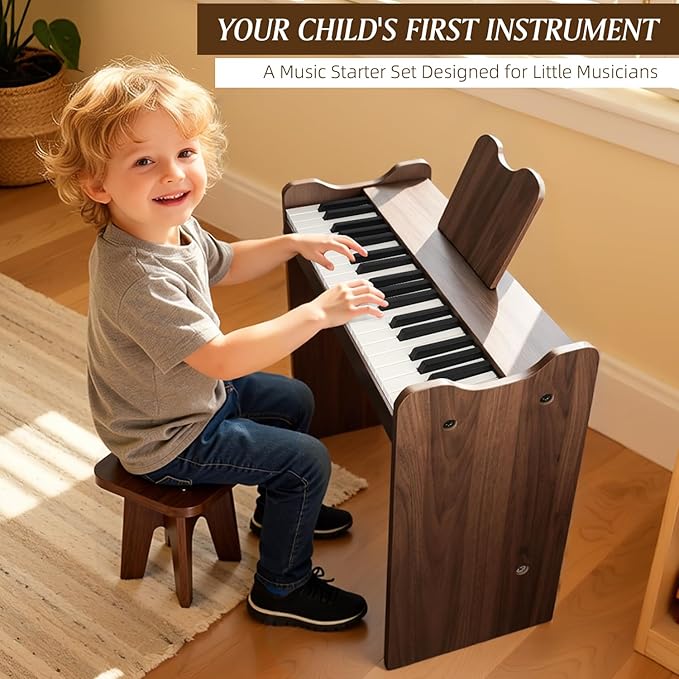 Kids Piano Keyboard, 37 Keys Digital Wood Piano Toddler Music Educational Instrument Toy, Xmas Birthday Gifts for 3+ Girls Boys