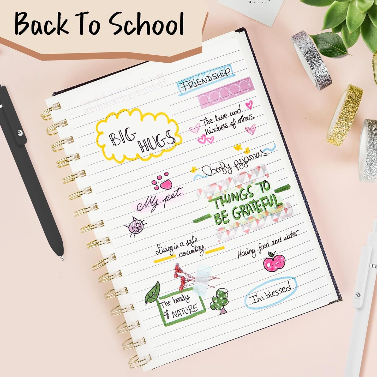 Easter Basket Stuffers for Men, College School Supplies, 0.5mm Black Ink Pens for Journaling, Cool Stuff Gifts for Dad Boyfriend, Birthday Gifts for Men, Valentines Stuff (6pcs Black Gray White)