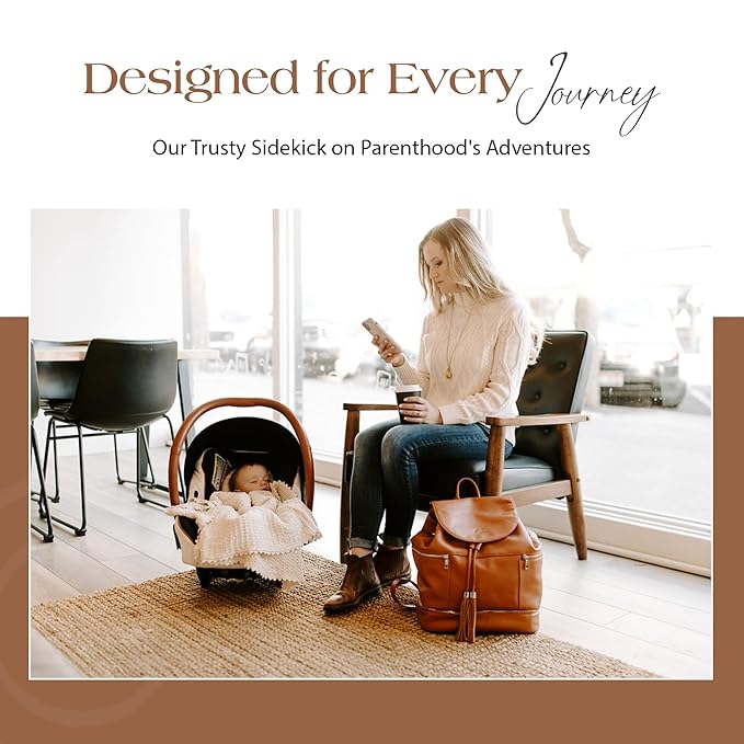 Citi Collective Journey Vintage Tan Vegan Leather Diaper Bag Backpack | Elegant, Multifunctional, Travel Diaper Bag with Stroller Straps & Insulated Bottle Pockets